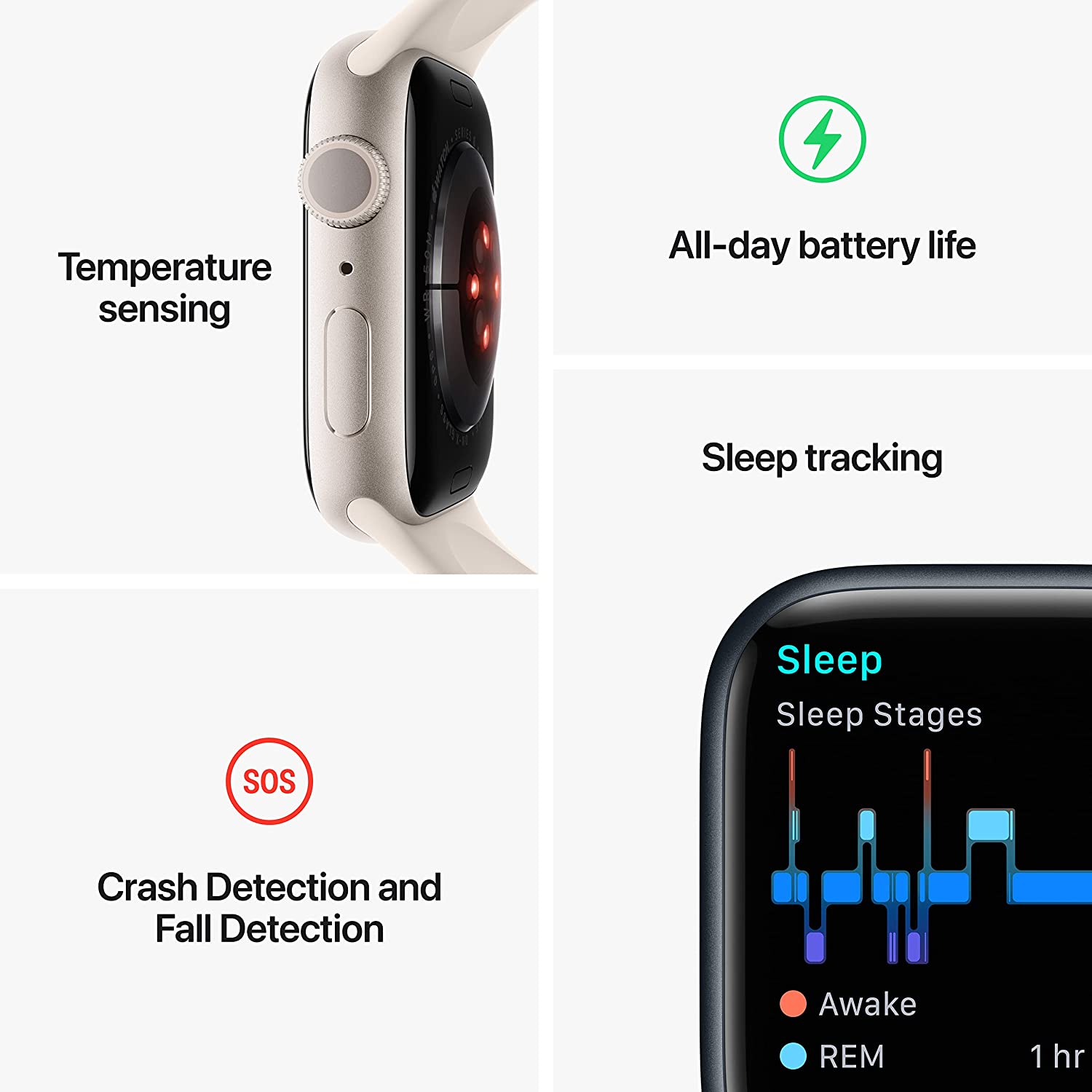 Apple Watch Series 8 GPS 41mm Starlight Aluminum Case with Starlight Sport Band - Regular