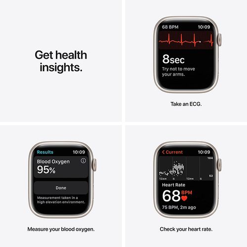 Apple Watch Series 7 (GPS, 45mm) - Starlight Aluminium Case, Starlight Sport Band