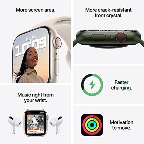Apple Watch Series 7 (GPS, 45mm) - Green Aluminium Case, Clover Sport Band