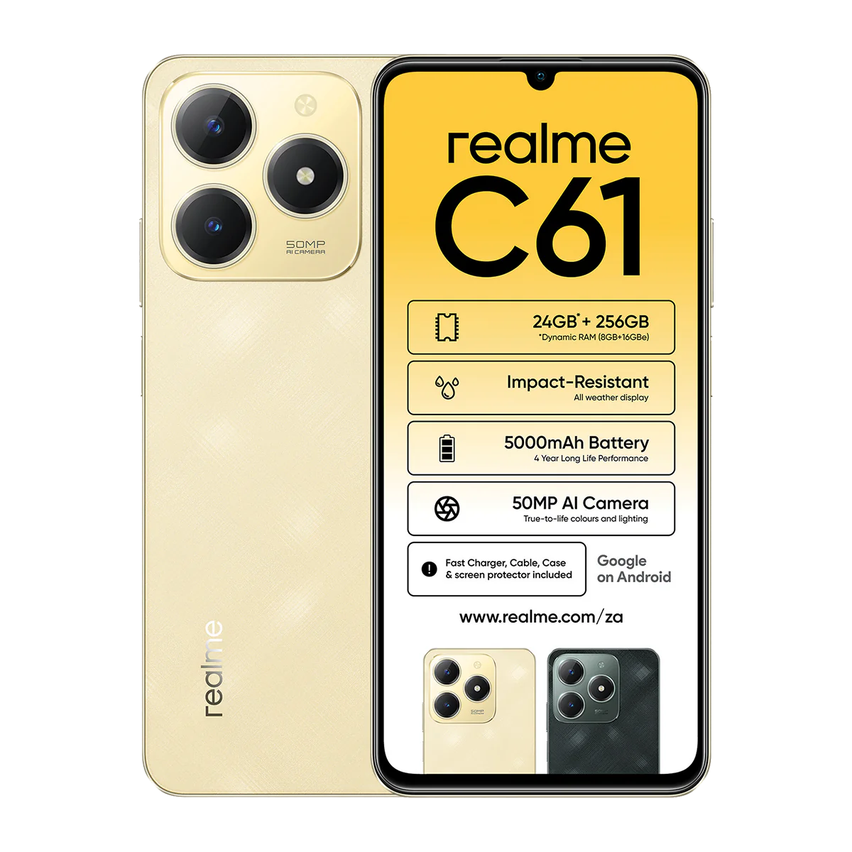 REALME C61 (WATER RESISTANCE) TRA 1 YEAR WARRANTY BRAND NEW